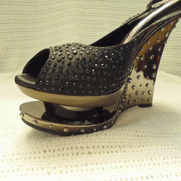 Women's Katja Style Slingback Rhinestone Wedges - Picture 3 of 5